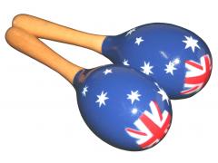 Maracas - Wood Aussie Flag