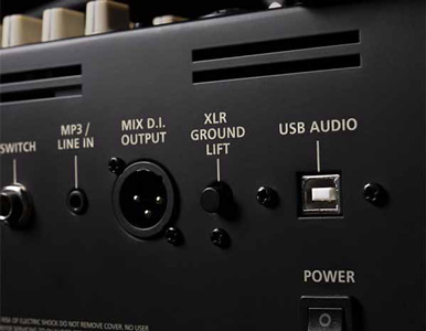 Low-latency USB audio out, plus mix D.I. XLR for perfect recording and mixer connections.