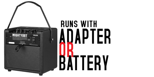 Mighty8BT runs on Battery or Adaptor