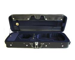 Violin Case - Oblong Hill Style Lightweight Black Exterior 3/4
