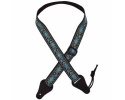 Colonial Leather Jacquard Ukulele Strap - Blue Trumpet Flower