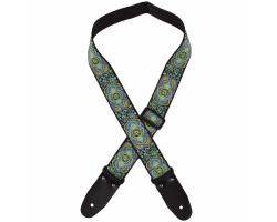 Colonial Leather Jacquard Guitar Strap Blue Trumpet Flowers