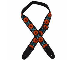 Colonial Leather Jacquard Guitar Strap Orange Daisy