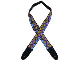 Colonial Leather Jacquard Guitar Strap Multi Coloured Diamonds