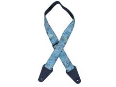 Colonial Leather Aboriginal Art Guitar Strap - Aqua