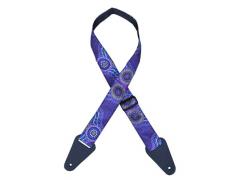 Colonial Leather Aboriginal Art Guitar Strap - Purple Bush Onion