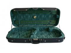 Double Violin Case Wood Shell Green Interior