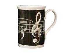 Bone China Mugs - Black Musical Notes