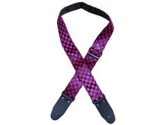 Colonial Leather Checker Guitar Strap Pink & Black