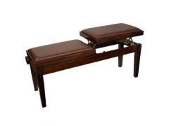 Piano Bench Duet Dual Adjustable Walnut