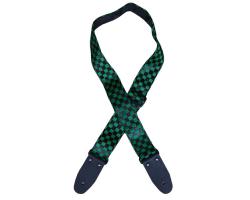 Colonial Leather Checker Guitar Strap Green & Black