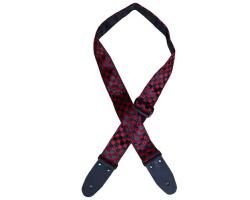 Colonial Leather Checker Guitar Strap Red & Black