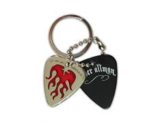 Grover Allman Guitar Pick Pendant Keyring - Flame