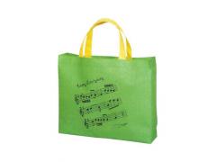 Music Carry Bag Wide Green with Notes