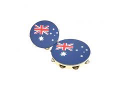 Tambourines - Calf Skin Headed 10" 8 Jingles Aussie Flag