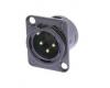 3 Pin Male XLR Panel Mount Socket Black