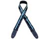 Colonial Leather Stripe Guitar Strap Black with Aqua Stripe