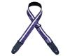 Colonial Leather Stripe Guitar Strap Purple with White Stripe