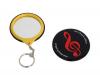 Key Ring with Mirror - Black with Red Clef